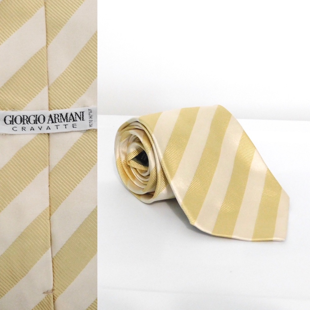 Giorgio Armani yellow stripe silk tie